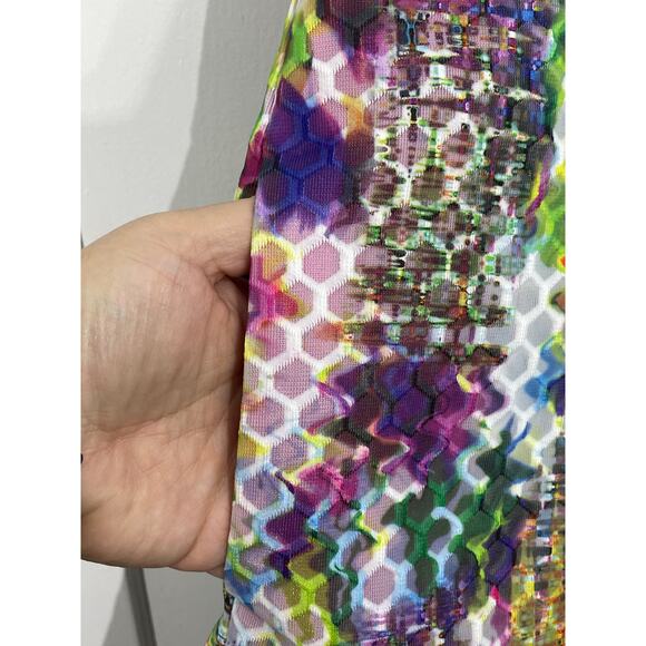 New York & Co Dress Size 14 Pink Abstract Honeycomb Textured Fairy Core Easter - Picture 3 of 9